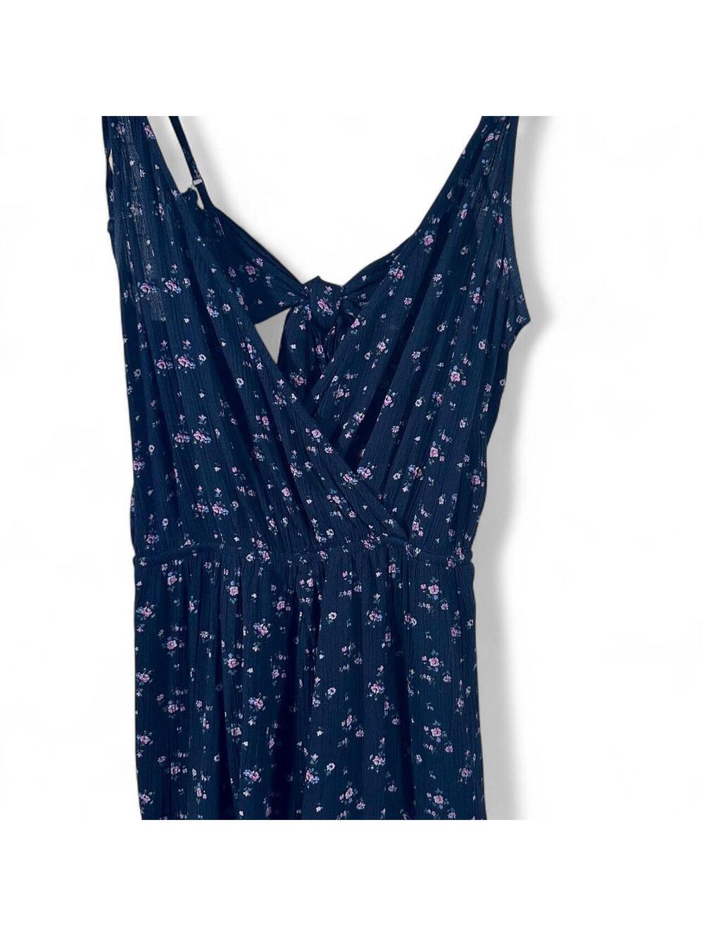 American Eagle Navy Floral Tie Back Romper Size Small Adjustable Straps